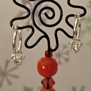 Disney Parks Mickey Clear Swarovski Crystals Silver Tone Hoop Earrings NWOT